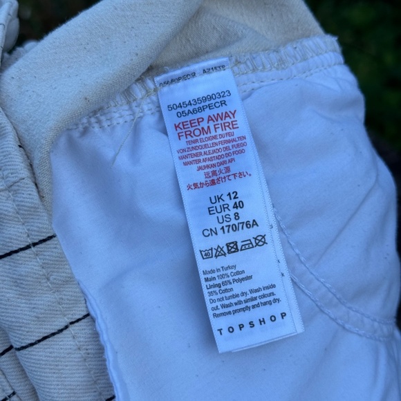 Topshop Pinstripe Cream Denim Shorts - Picture 6 of 6